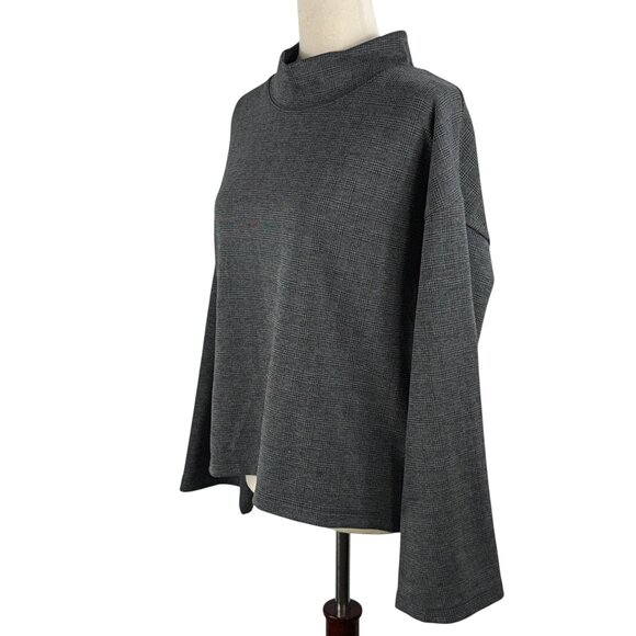 NWOT Madewell Wide-Sleeve Mock Neck Top in Glen Plaid Size Medium - Picture 6 of 14